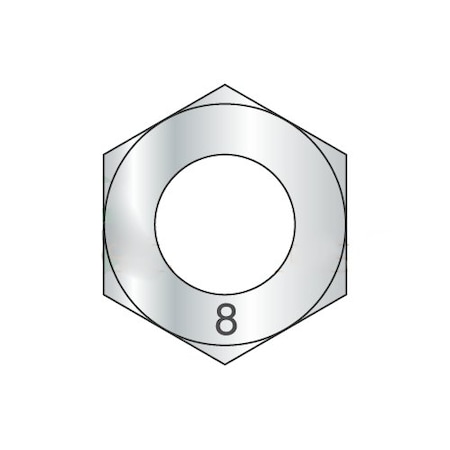 Hex Nut, M12-1.75, Steel, Class 8, Zinc Plated, 10 Mm Ht, 500 PK